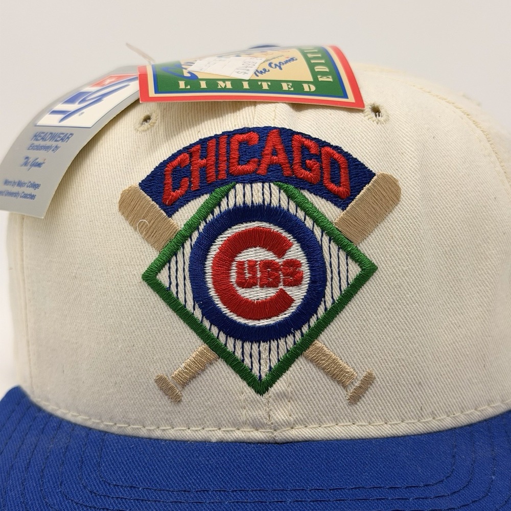 Vintage 1991 Chicago Cubs Snapback Hat The Game Cream Blue NWT Limited‎ - Picture 7 of 16